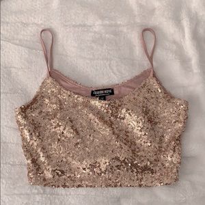 Rose Gold Cropped Sequin Tank Top